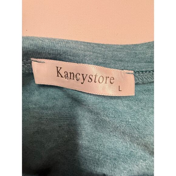 Kancystore Top size Large teal women t-shirt shortened 3/4 sleeve soft - Picture 2 of 6